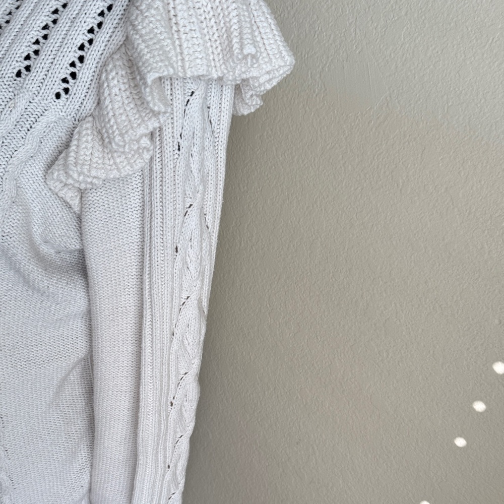 LOFT Cable Knit Sweater with Ruffle Details - Picture 7 of 7